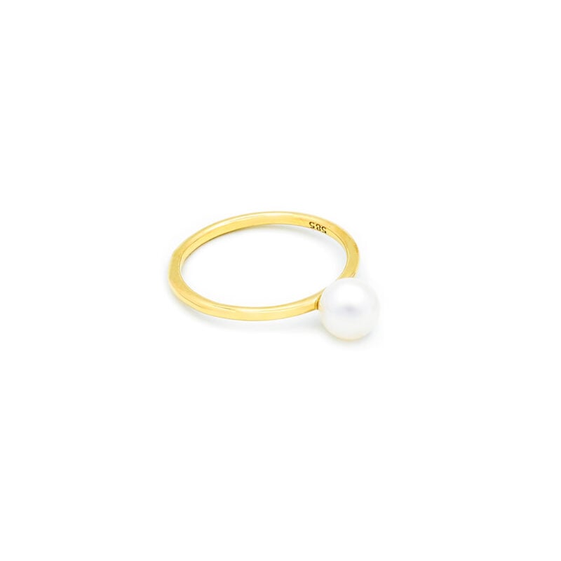 Inel Thalia cu perla de cultura 4 mm, din aur galben de 14k