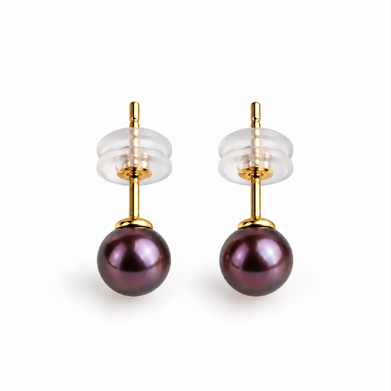 Cercei Casual cu perle negre de cultura de 5mm din aur galben de 14k