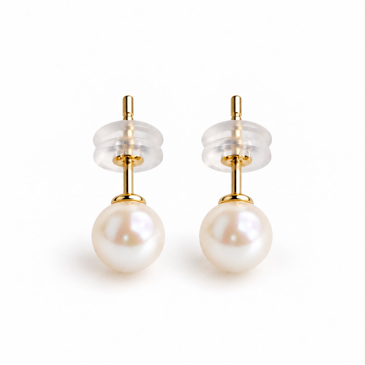 Cercei Casual cu perle albe de cultura de 5mm din aur galben de 14k
